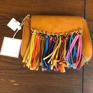 NWT Shiraleah Brown Clutch with Leather Detail